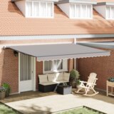 vidaXL Ručno upravljana retractilna tenda Svjetlosiva 450x300 cm, Materijal za zamjenu tende za okvir 4.5x3 m Svjetlosiva | shoptok.hr