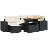 Maison Chic Seti vrtnega pohištva - Vrtna garnitura - Vrtni pohištvo set 7-delna z blazinami črn poli ratan, (21803600) | Shoptok.si