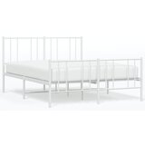 The Living Store Kovinski posteljni okvir z vzglavjem in vznožjem bel 135x190 cm - Posteljni Okvir, (21525597) | Shoptok.si