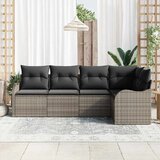  Sjedeća garnitura za vrt s jastukom 5 pcs Siva Poli ratan | shoptok.hr