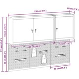  5-delni komplet omare za orodje in pegboard, stenska montaža, črna kovina, (22048540) | Shoptok.si