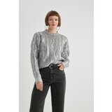 Defacto relax Fit Crew Neck Shiny Metallic Color Sweater Cene