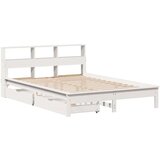  Knjižna postelja brez vzmetnice bela 150x200 cm trdna borovina, (21609254) | Shoptok.si
