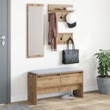 vidaXL Komplet pohištva za predsobo 4 pcs Črni hrast 90 x 31 x 46,5 cm | Shoptok.si
