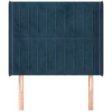  Vzglavje z ušesi temno modro 103x16x118/128 cm žamet | Shoptok.si