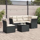  6-dijelni set vrtnih sofa s jastucima crni od poliratana | shoptok.hr