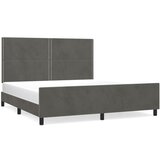  The Living Store Posteljni okvir z vzglavjem temno siv 180x200 cm žamet - Posteljni Okvir Z Vzglavjem, (21492108) | Shoptok.si