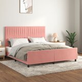 Maison Chic Posteljni okvir - Dvoposteljna postelja - Zakonska postelja z vzglavjem roza 160x200 cm žamet-J6021, (21760515) | Shoptok.si