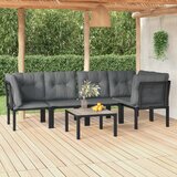 The Living Store Vrtna sedežna garnitura 6-delna črna in siva poli ratan - Vrtna Sedežna Garnitura, (21469722) | Shoptok.si