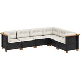  6-dijelni set vrtnih sofa s jastucima crni od poliratana Crna 63.5 x 63.5 x 62 cm | shoptok.hr