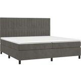  Box spring postelja z vzmetnico LED temno siva 200x200 cm žamet, (20723314) | Shoptok.si