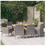 9-dijelni vrtni blagovaonski set s jastucima sivi | shoptok.hr