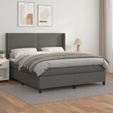  The Living Store Box spring postelja z vzmetnico siva 180x200 cm umetno usnje - Box Spring Postelja, (21449868) Cene