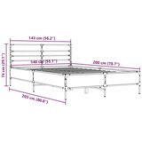 vidaXL Posteljni okvir dimljeni hrast 140x200 cm inž. les in kovina | Shoptok.si