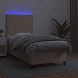 vidaXL Box spring postelja z vzmetnico LED kapučino 90x190 cm, (20897557) | Shoptok.si