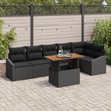 vidaXL set od 7 komada vrtnih sofa s jastučićima crni poli ratan Cijene