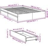  Okvir za krevet s ladicama boja hrasta 140x190 cm drveni | shoptok.hr