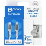 Prio Charge & Sync USB C v Lightning kabel MFi certificiran 2 m bele barve | Shoptok.si