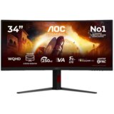 AOC G4 CU34G4ZCA računalni monitor 86,4 cm (34") 3440 x 1440 pikseli Wide Quad HD Crno, Crveno | shoptok.hr