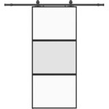 vidaXL drsna vrata z opremo črna 90x205 cm kaljeno steklo | Shoptok.si