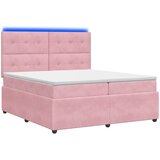  LED okvir za krevet s madracem Ružičasta 200 x 200 cm Baršun | shoptok.hr