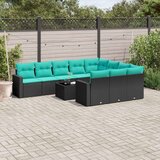  Vrtna sedežna garnitura 11-delna z blazinami črn poli ratan, (21094365) | Shoptok.si