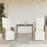 vidaXL 3-dijelni vrtni bistro set od poliratana s jastucima smeđi Cijene