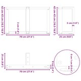  Noge za klub stolić T-oblika 2 kom Crne 70x25x(42-43) cm Čelik | shoptok.hr