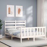 vidaXL Okvir kreveta s uzglavljem bijeli 4FT mali bračni masivno drvo | shoptok.hr
