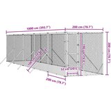 Vanjski kavez za pse srebrni 2 x 10 x 2 m od pocinčanog čelika | shoptok.hr