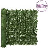 vidaXL Balkonski zaslon za privatnost s tamnozelenim lišćem 600x75 cm | shoptok.hr