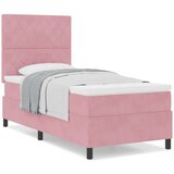 vidaXL Box Spring Krevet s Madracem Ružičasti Jednokrevetni Baršun | shoptok.hr