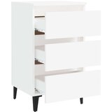 vidaXL Nočna omarica s kovinskimi nogami bela 40x35x69 cm | Shoptok.si