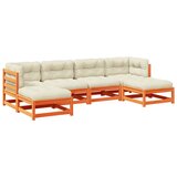  The Living Store Vrtna sedežna garnitura 6-delna z blazinami voščeno rjava - Vrtna Sedežna Garnitura, (21460726) | Shoptok.si