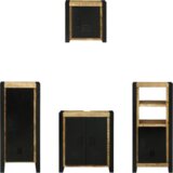 vidaXL Set namještaja za kupaonicu 4 pcs Smeđa Čvrsto drvo manga | shoptok.hr
