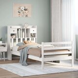 vidaXL Knjižna postelja brez ležišča bela 90x200 cm trdna borovina | Shoptok.si