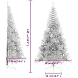  Umjetna polovica božićnog drvca sa stalkom srebrna 240 cm PET | shoptok.hr