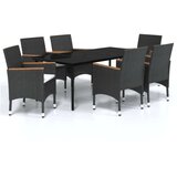  7-dijelni vrtni blagovaonski set s jastucima crni | shoptok.hr