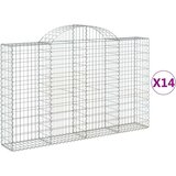  Obokana gabionska košara 14 kos 200x30x120/140cm cinkano železo, (21000230) | Shoptok.si