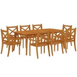  9-dijelni vrtni blagovaonski set od masivnog bagremovog drva Smeđa Dužina stola 200 cm | shoptok.hr
