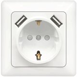 Aigostar bela zidna utičnica schuko 250V + 2x usb sa okvirom Cene