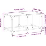 vidaXL Stolić s prozirnom staklenom površinom 78,5x40x40 cm čelik | shoptok.hr