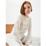 Koton Knitwear Sweater Openwork Crew Neck Long Sleeve Cene