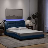  Posteljni okvir z LED lučkami moder 140x200 cm tkanina | Shoptok.si