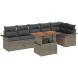 vidaXL 7-delni vrtni kavč set s sivimi blazinami Poli Ratan | Shoptok.si
