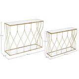 BIZZOTTO Pomoćni stolovi u setu 2 kom sa staklenom pločom stola u zlatnoj boji 33x104 cm Elenor – | shoptok.hr