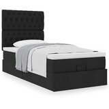  Otomanski okvir kreveta s madraca crni 90x190cm od tkanine | shoptok.hr