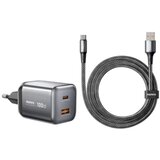 Remax SET:Strujni punjac Wisdom GaN 1XUSB 3.0+TIP C 100W+kabl TIP C CA15, crni Cene