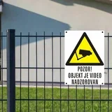 PVC tabla POZOR! OBJEKT JE VIDEO NADZOROVAN 200x300mm bela