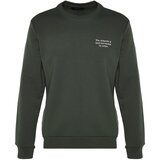Trendyol Khaki Men's Regular/Normal Cut, Text Printed Cotton Sweatshirt